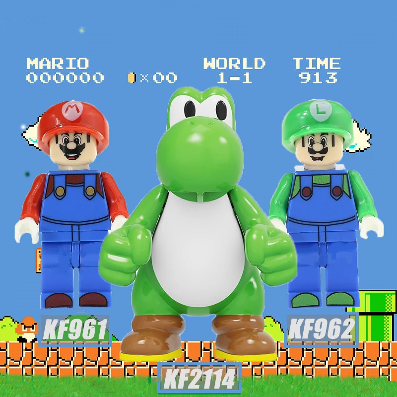 Строительные блоки Yoshi Kataro Minami Super Mario Bros Luigi Мультяшные фигурки кирпичи куклы игрушки для детей KF2114 KF962 KF961