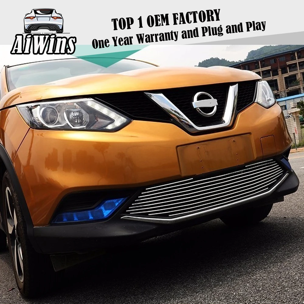 Car-styling For Nissan Qashqai ABS Chrome Car Front Gille Trim covers Auto Grille Decoration Cover Trims car Accessories