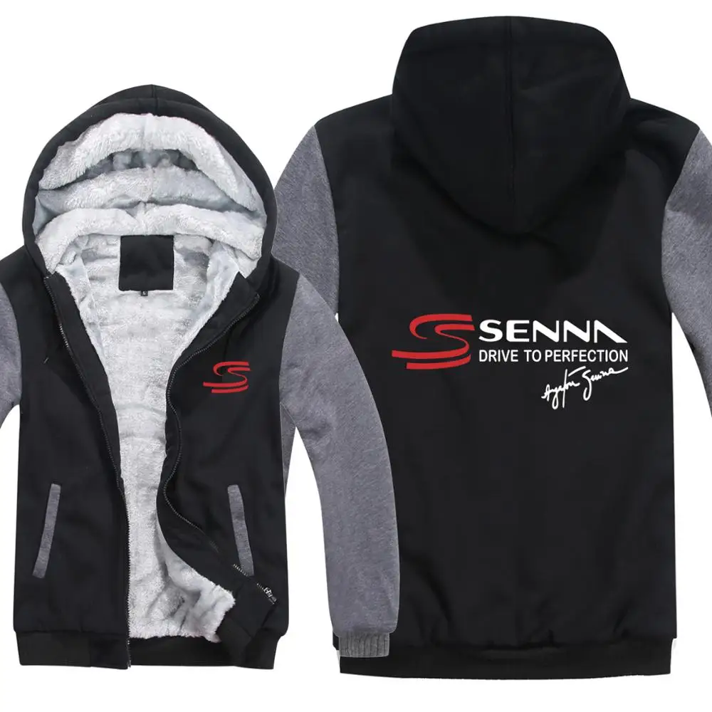 Ayrton Senna толстовки куртка мужская зимняя мужская повседневная шерстяная подкладка флис утолщаются Ayrton Senna толстовки с капюшоном