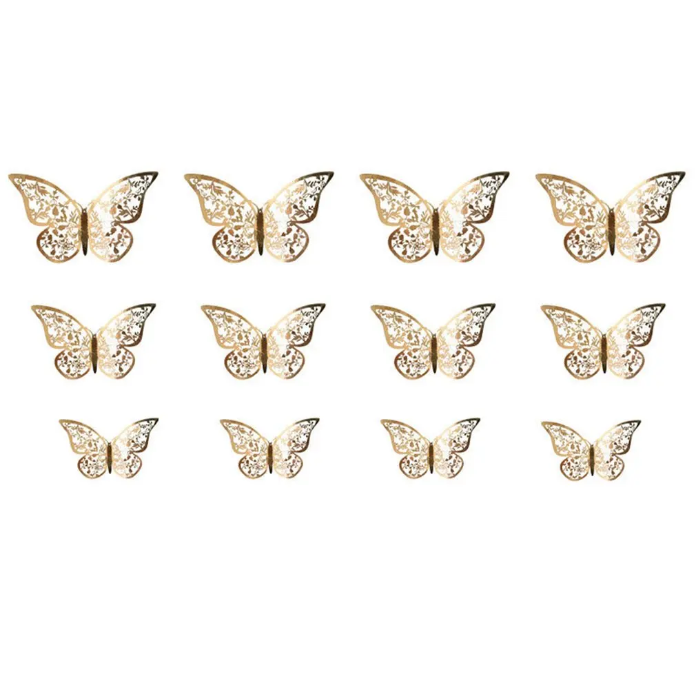 Three-dimensional Stickers Butterfly Wall Stickers Metal Texture Hollow Stickers Home Decoration