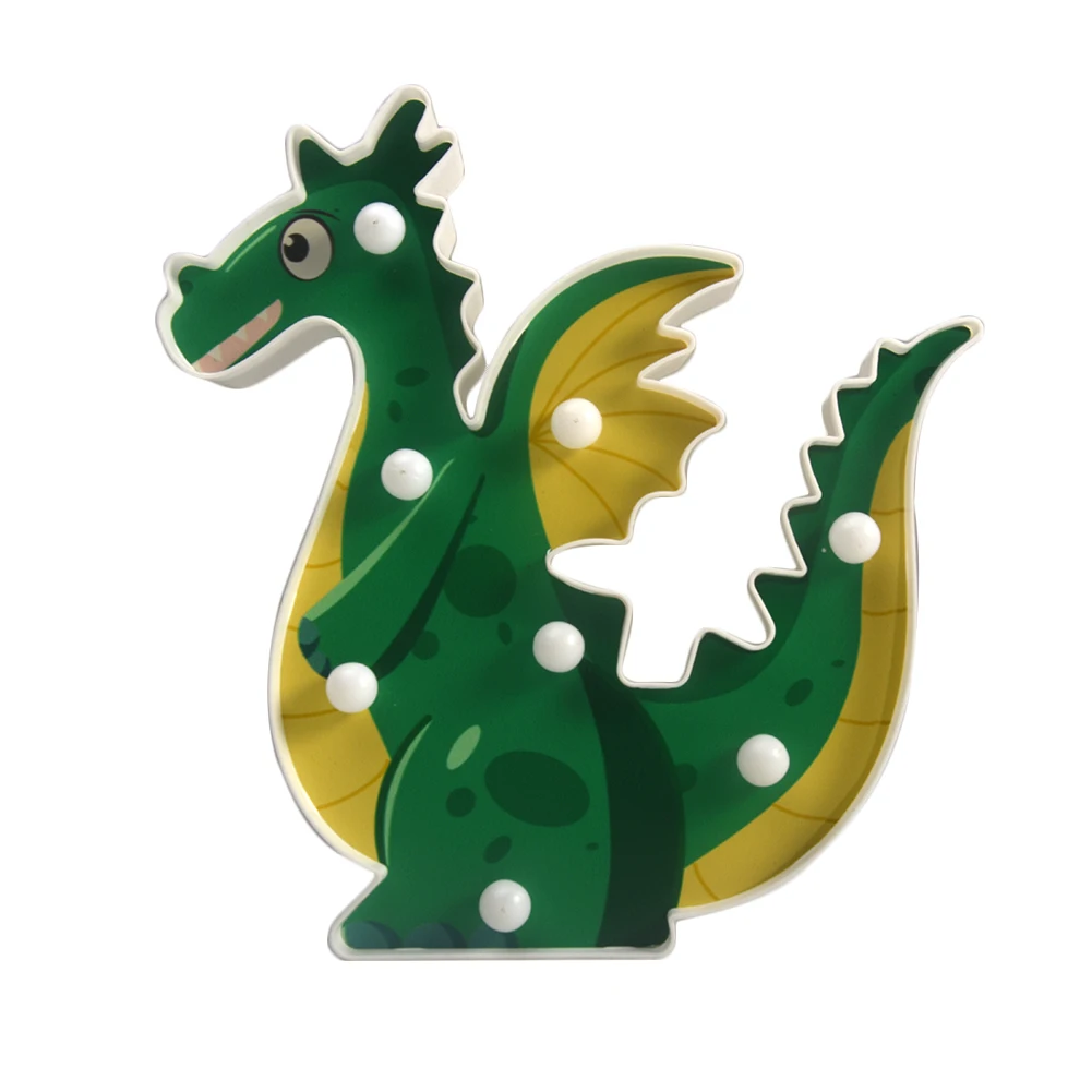 6 leds Night Lamp Hanging Desktop Battery Powered Cute Light Gift Bedside Path Alpaca Shape Decorative dragon animal style - Цвет: Dragon F