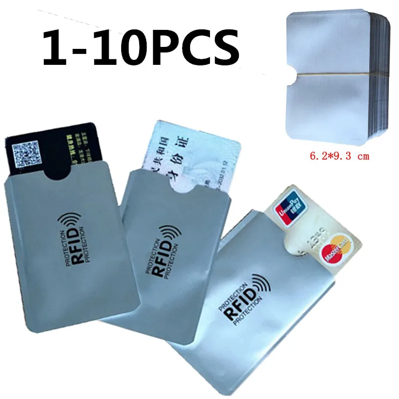 1-10PCS Anti Rfid Wallet Blocking Reader Lock Bank Card Holder ID Bank Card Case Protection Metal Credit NFC Holder Aluminium