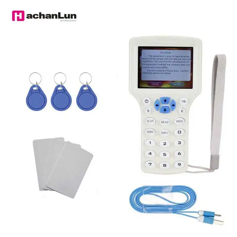

English RFID ID125KHZ card reader encryption program crack version of access card duplicator NFC IC 13.56 MHZ card Write