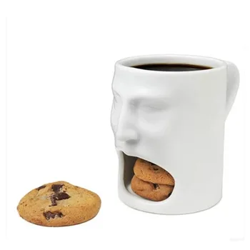 

Funny Coffee Ceramic Mugs Drinking Cup with Handgrip Creative Face Shape 200ml Cookies Cup Juice Tumbler for Household Drinkware
