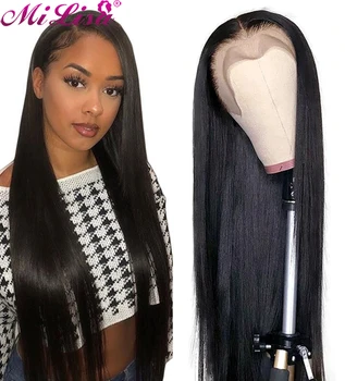 

Straight Lace Front Human Hair Wigs For Black Women Mi Lisa 13x6 Transparent HD Lace Frontal Wig Brazilian Remy Hair Pre Plucked