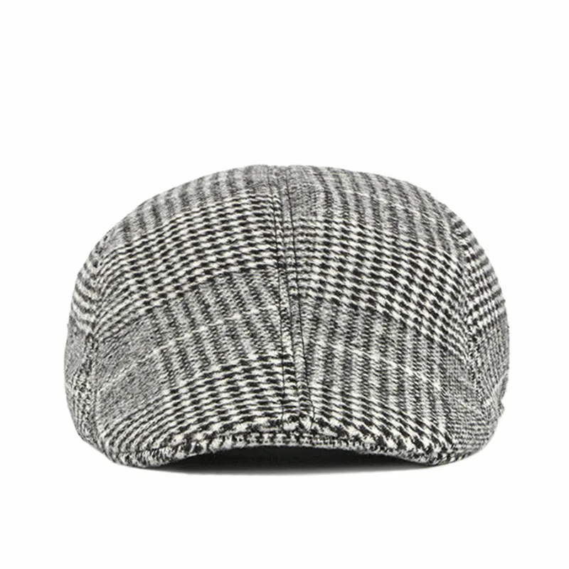 Fibonacci New Autumn Winter Beret Hats Retro Middle Age Old Age Plaid Men Newsboy Cap