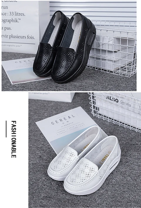 Women's shoes 2020 spring summer all-match mother single shoes leather rocking shoes platform platform nurse shoes work shoes