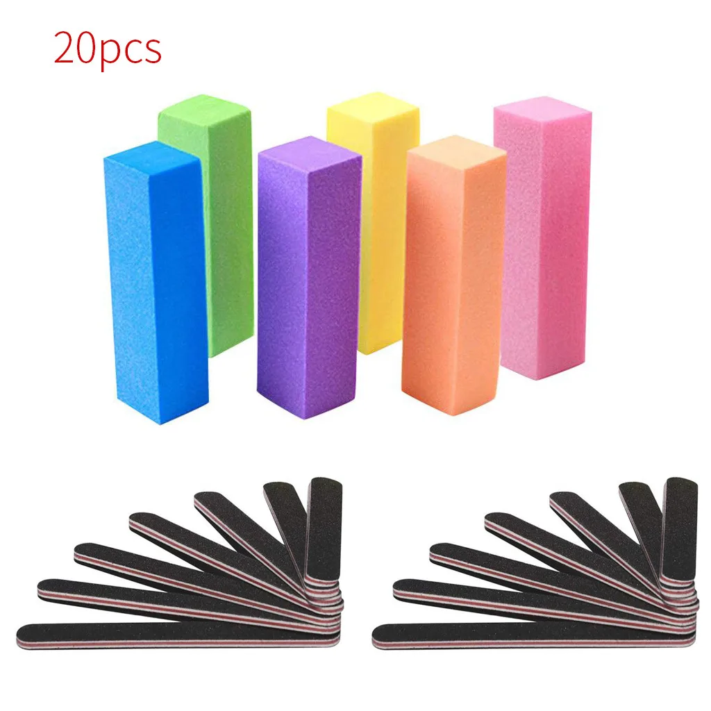 Новые наклеки для ногтей 20pcs пилки для ногтей и буфера для женщин девочек профессиональный педикюр инструмент для маникюра инструмент для ногтей 0828#30
