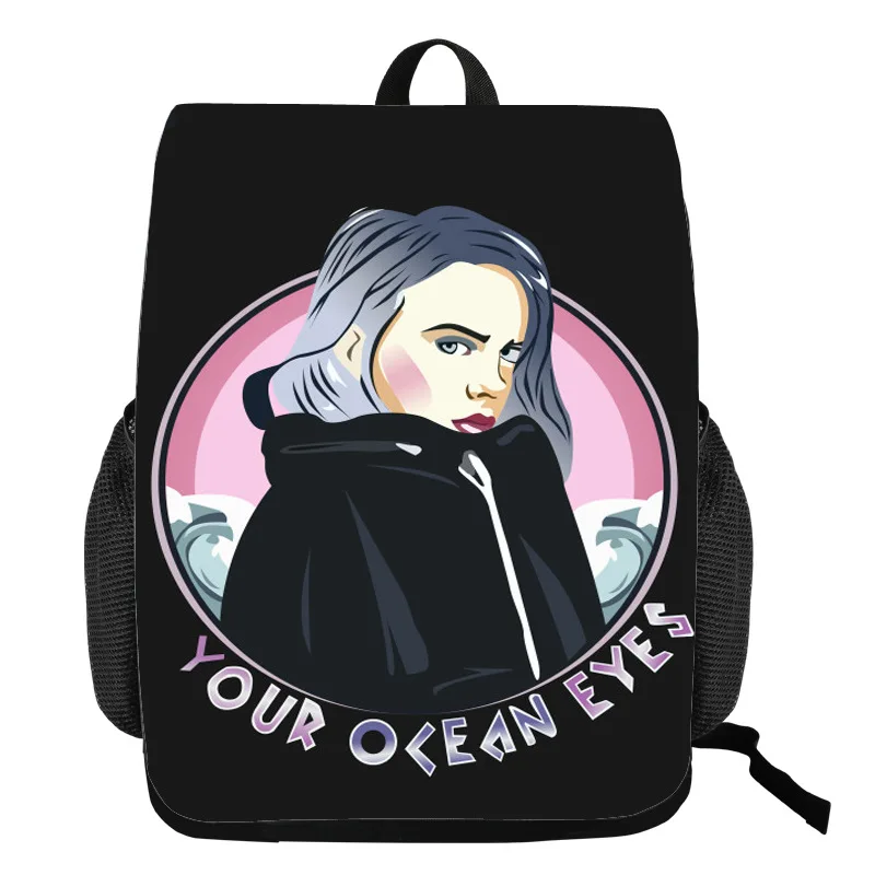 Billie Eilish Bagpack Подростковая распылитель ранцевого типа для с искусственного меха, сумочка, добавить свой комментарий elish портфели джинсовый пенал для мальчиков и для девочек рюкзак для путешествий - Цвет: 13
