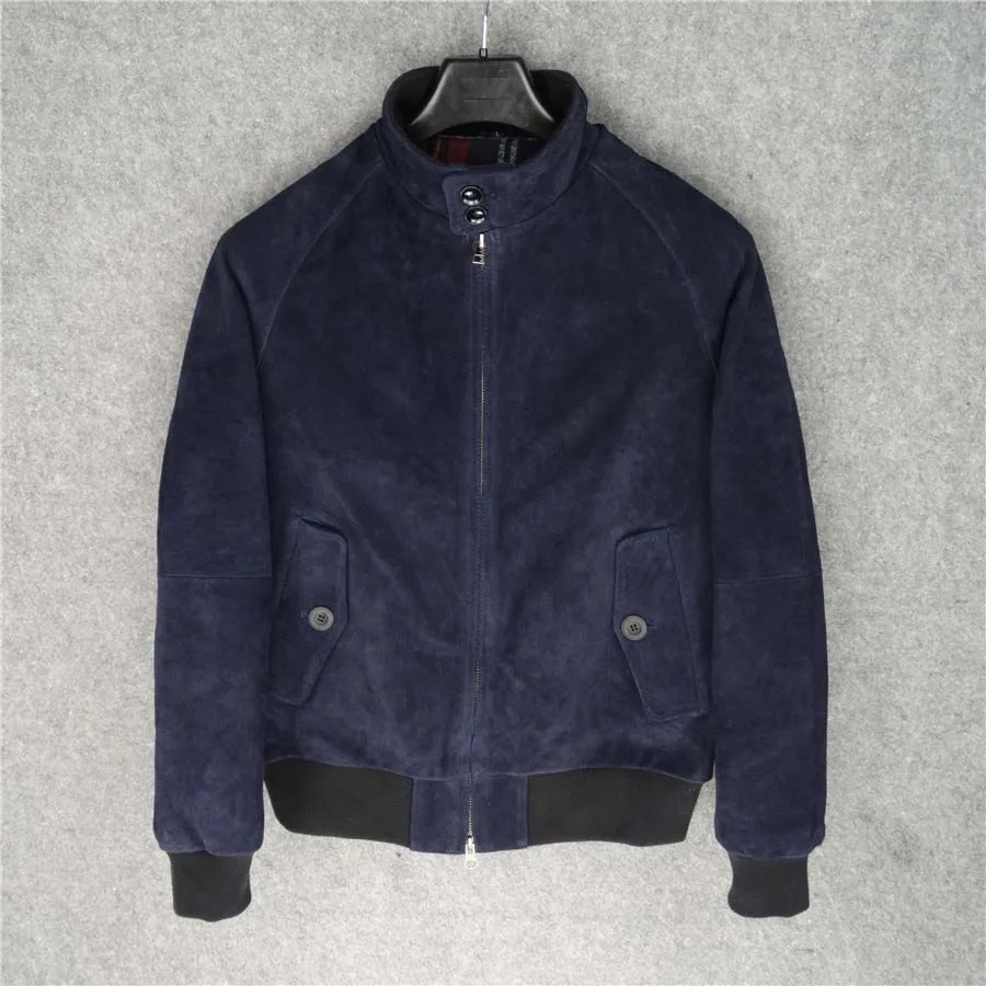 Куртка мужская короткая из натуральной замши верхняя одежда воловьей кожи