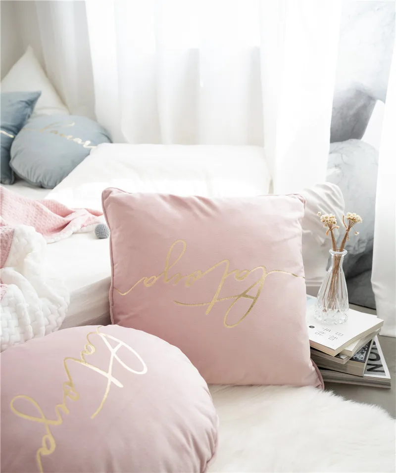 Скандинавские бархатные цветные окантовки горячего тиснения диванные подушки для кафе подушки для спальни чехлы для подушек