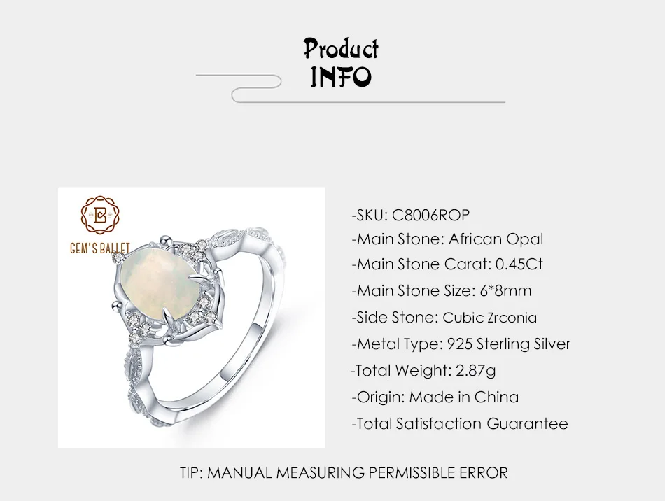 GEM'S балетное кольцо из натурального африканского опала с драгоценным камнем, 925 пробы Серебряное винтажное обручальное кольцо для женщин, хорошее ювелирное изделие