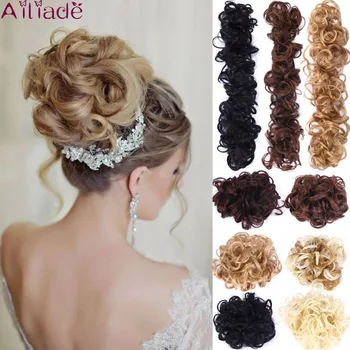 

AILIADE 1 Pieces Curly Synthetic Chignon Donut Hair Bun Elastic Hair Rope Rubber Band Winding hair Bun Hair Extensions