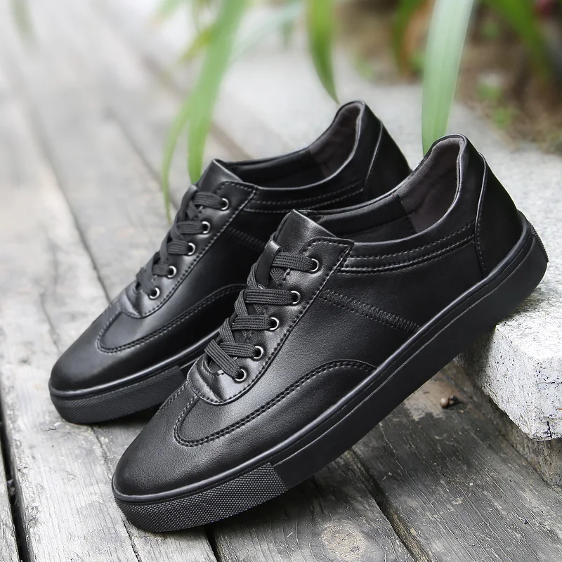 Men shoes Fashion White Sneakers Spring Autumn Casual Genuine Leather Mens Shoes High Quality Lace-up Solid oxfords big size 48 | Обувь
