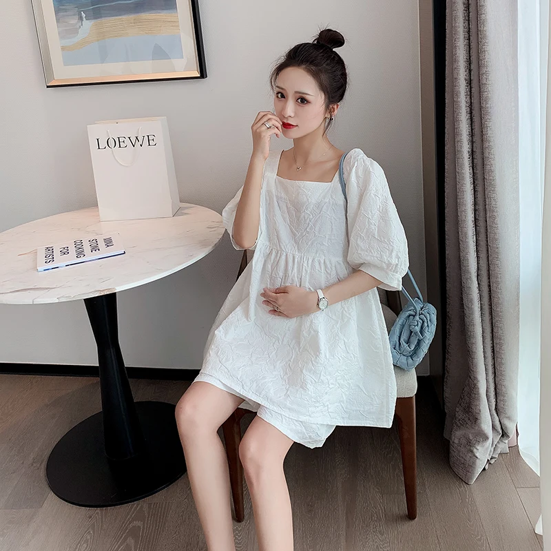 91690# Maternity Tops+ Pants Two-piece Maternity Clothes Loose Stylish Short Sleevess Set Pregnant Women Pregnancy Clothes