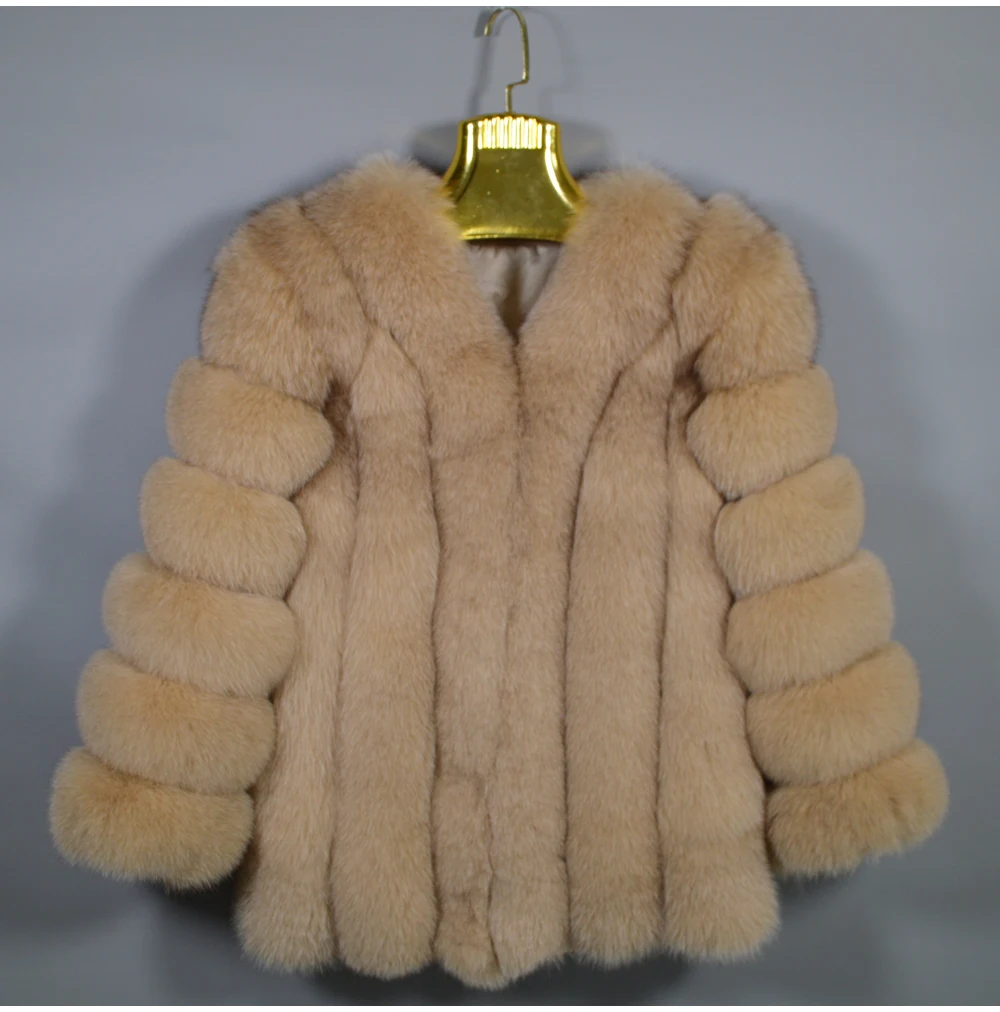Женская брендовая шуба из натурального Лисьего меха высокого качества, зимняя куртка с длинными рукавами из натурального Лисьего меха, Роскошная Шуба из натурального Лисьего меха для девочек