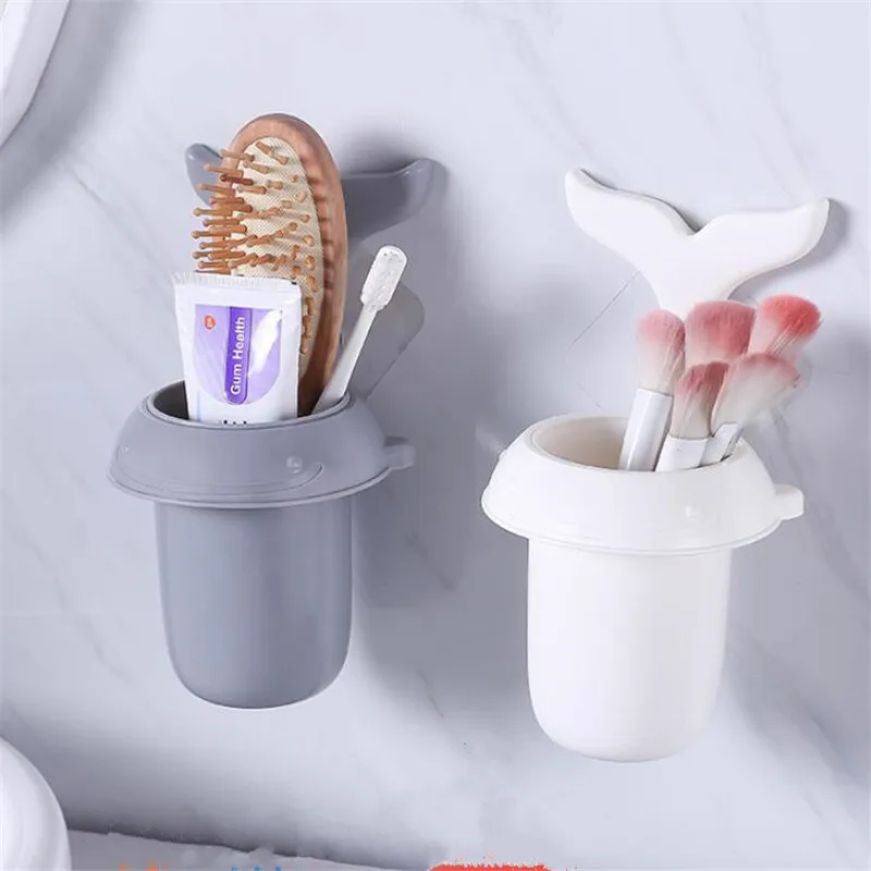 Self-adhesive toothpaste toothbrush holder with cup hair dry wall shelf kitchen free punch storage box comb cosmetic organizer | Дом и сад
