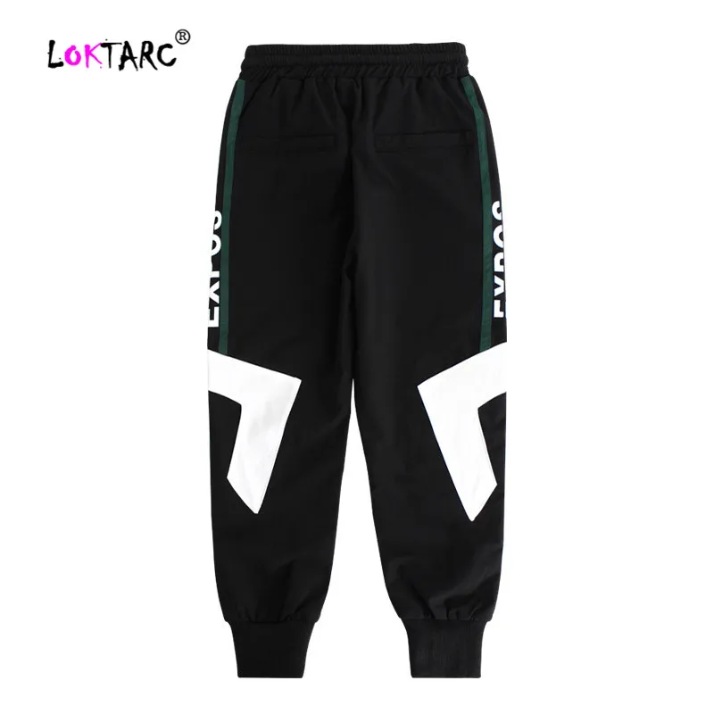 Black LOKTARC/спортивные штаны для маленьких мальчиков детские осенние хлопковые тренировочные штаны с буквенным принтом прямые штаны для бега на шнуровке для мальчиков, детские штаны - Цвет: Black