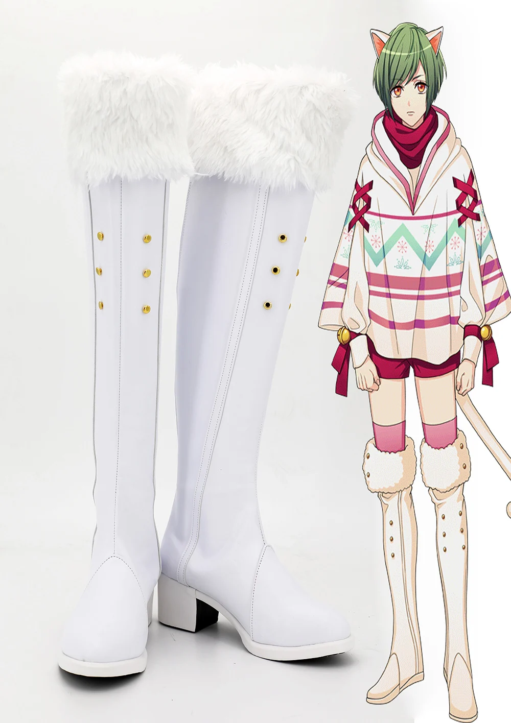 

A3! Rurikawa Yuki Cosplay Boots White Shoes Custom Made Any Size Halloween Cosplay Accessories