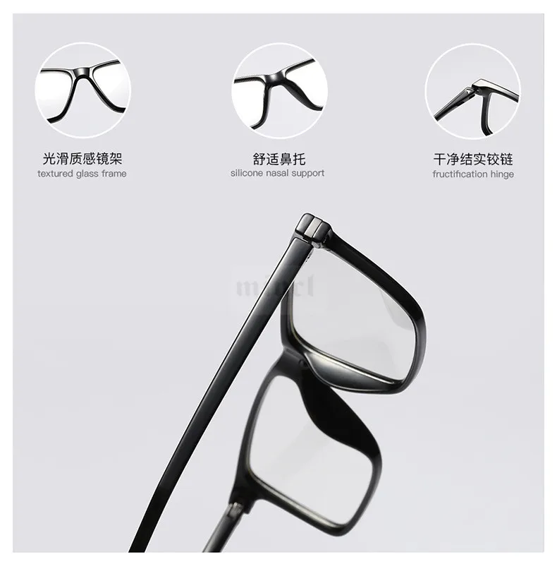 MINCL мужские и женские солнцезащитные фотохромные квадратные очки для чтения сверхлегкие мужские очки для дальнозоркости квадратная круглая оправа с коробкой NX