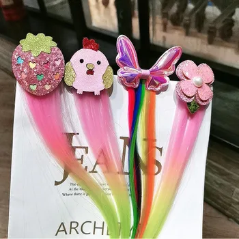 

1Pc New Kids Cartoon Colorful Braided Headband Gradient Ribbon Wig Hair Clip Hair Accessories