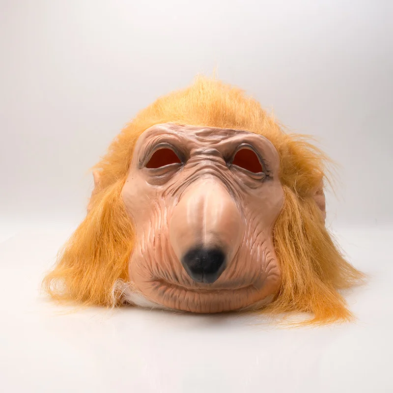 Proboscis Обезьяна Хэллоуин маска латексное животное полное лицо Вечерние Маски Веселые желтые струящиеся волосы костюм с обезьяной
