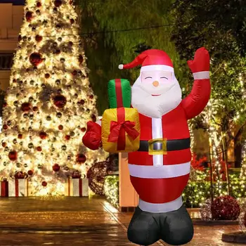 

1.5M 5ft Christmas Blow Up Santa Claus Holding Gift Box With LED Light Inflatable Model Doll Christmas Decoration