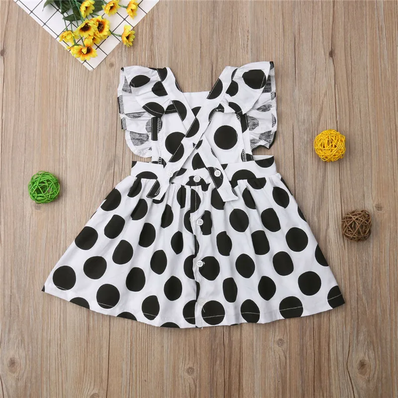 Emmababy платье для малышей; хлопковая блузка в горошек в стиле ретро для девочек; хлопковое праздничное платье принцессы без рукавов с открытой спиной и вязаным узором
