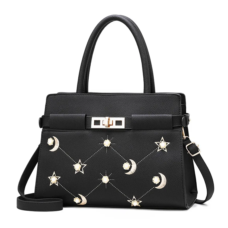 

Embroidery Handbag for Women Vintage Shoulder Bags Ladies PU Leather Totes Top-handle Crossbody Bag Female Flower Handbag Clutch