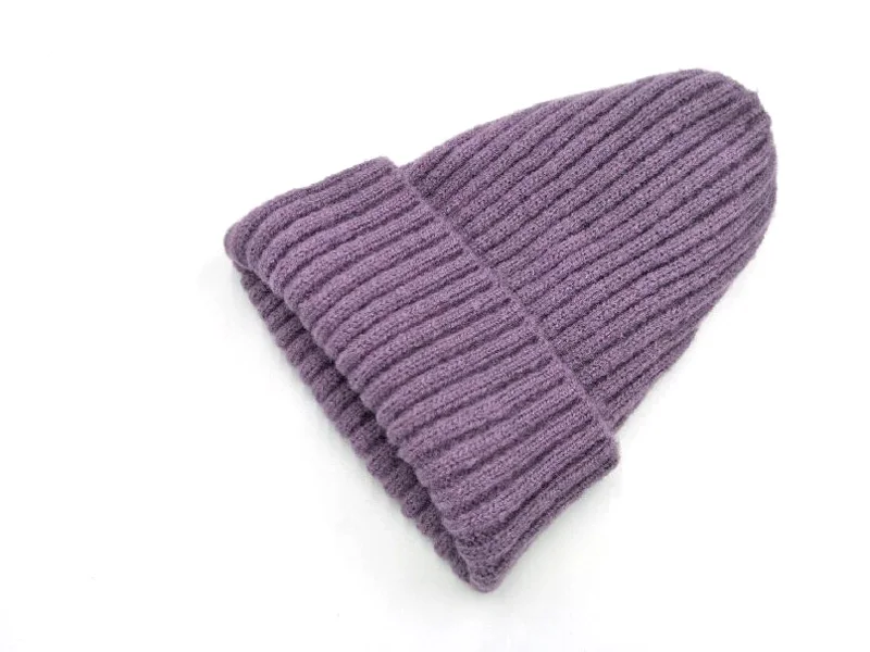 Корейская звезда Мода карамельный цвет мохер вязаная шапка осень зима теплый бренд Skullies Beanies остроконечные шляпы для женщин мужчин помпон - Цвет: Фиолетовый
