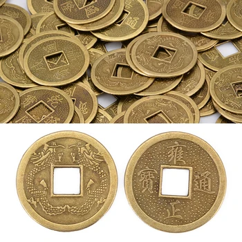 

100pcs 25mm Chinese Ancient Lucky Coins Dragon Fei Shui Coins Money For Home Collection Fortune Wealth Craft Making Decorating