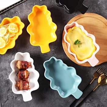 

Nordic Ceramic Matte Baked Risotto Baking Dish Creative Christmas Tree Cute Breakfast Dessert Bowl Fruit Salad Plate Tableware