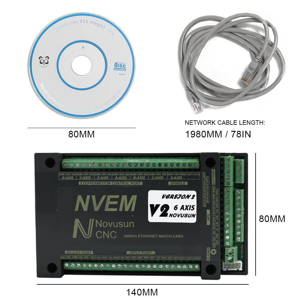 

6 Axis NVEM CNC Controller 200KHz Ethernet Mach3 Motion Control Card for Stepper Motor Convenient Operation Rational Design