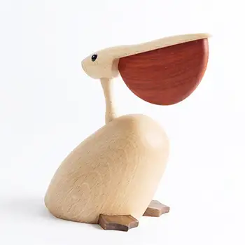 

Solid Wood Crafts Desktop Adornments Pelicans Animal Figurine Arrangements for Home