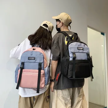 

Schoolbag female backpack Korean Harajuku ulzzang high school students School bag all-match fashion backpack hit color backpack