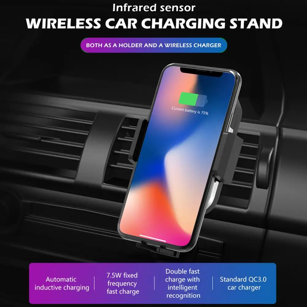 

Phone Holder Wireless Charging Car Bracket Phone Charger Suite With Suction Cup Bracket Filling Air Outlet phone Bracket