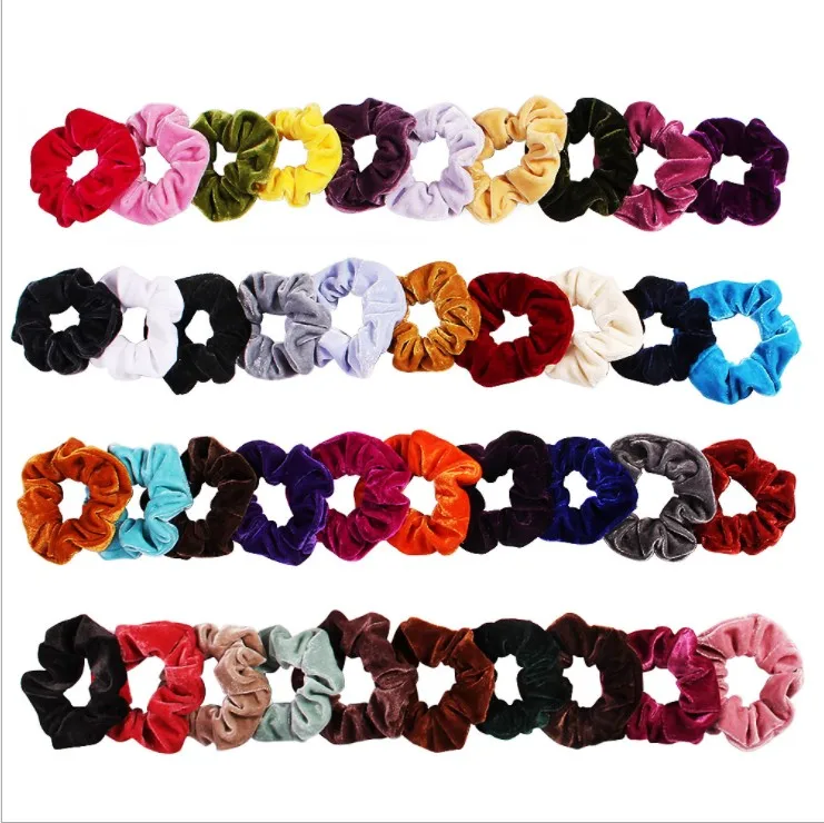 Random Color(40pcs) 40/50 шт./лот мягкий бархат резинка для волос из атласная волос трикотажные резинки для волос резинки для Женский Хвостик Держатель женские аксессуары для волос - Цвет: Random Color(40pcs)