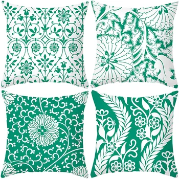 

Cross Border Hot Selling Peach Skin Pillow Covers Green Little Daisy Printing Cushion Cover Office Sofa Pillow Case Customizable