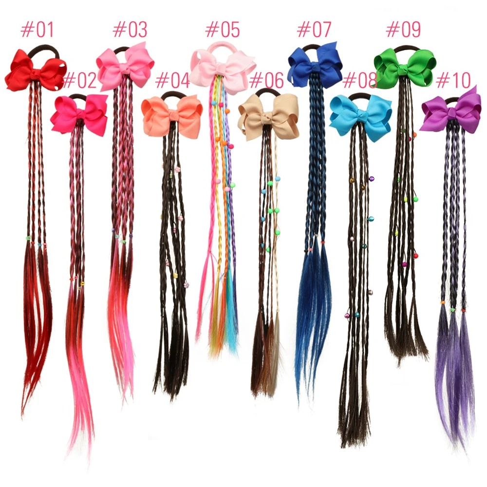 20 Styles Girls Unicorn Bow Twist Wig Headband Elastic Hair Band Braided Headwear Ponytail Holder Headdress 3