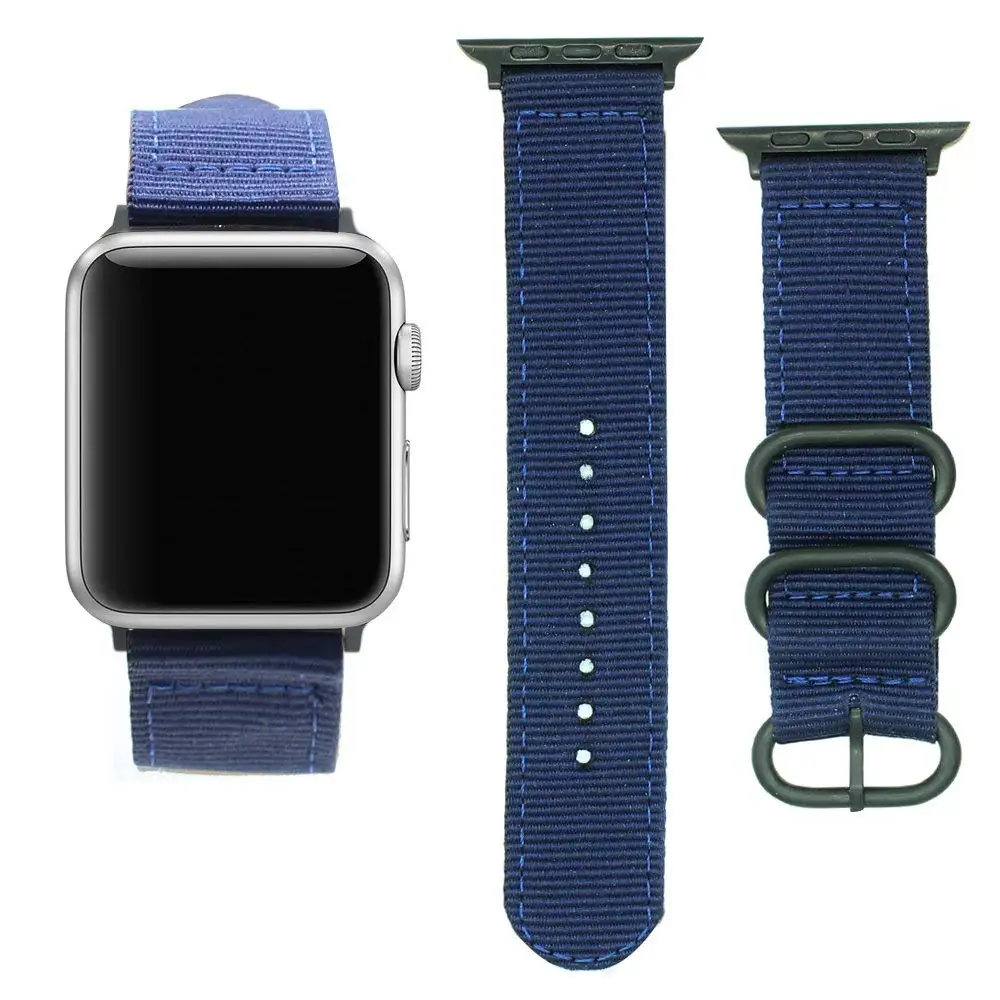 Нейлоновый ремешок для apple watch 4 полосы 44 мм/40 мм, correa apple watch 42mm/38 мм i watch series 4/3/2/1 разноцветный коннектор ремешок для часов - Цвет: Синий