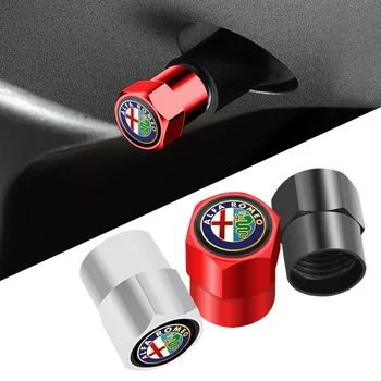 

4 Pcs Tire Valve Cap Emblem Tyre Air Stems Cover For Alfa Romeo Tonale Giulia Stelvio Disco Volante 156 4C 8C Gloria Giulietta