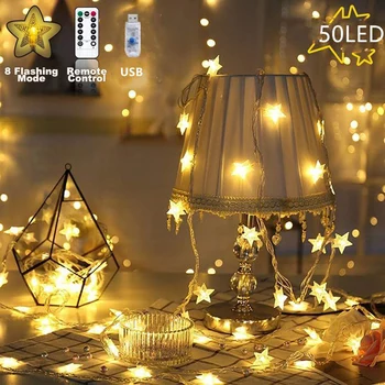 

6m 50 LED String Light 5V USB Powered Remote Control Warm White Fairy Garland Light Home Holiday Christmas Wedding Party Decorat