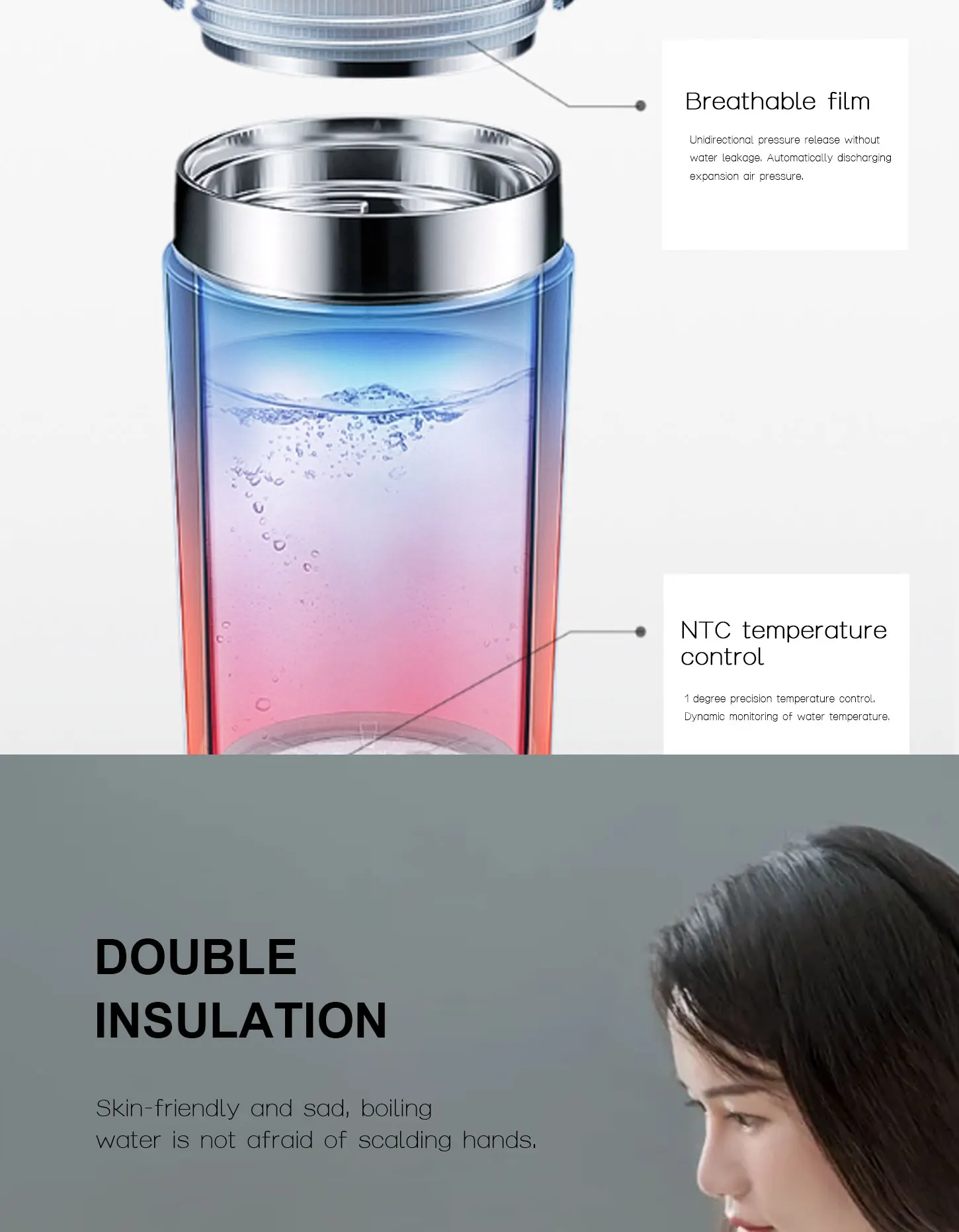 100-240V Portable Electric Kettles Cup 300ml Thermal Cup Tea Coffee Travel Boil Water Keep Warm Smart Kitchen Appliances