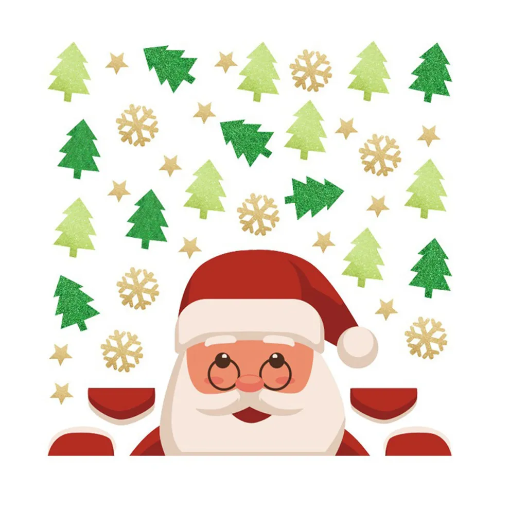 A Новогодние наклейки на окно Снеговик Санта наклейка на дверь наклейка Kerst Raam стикер s Рождественский торговый центр для витрин Декор стикер s - Цвет: A