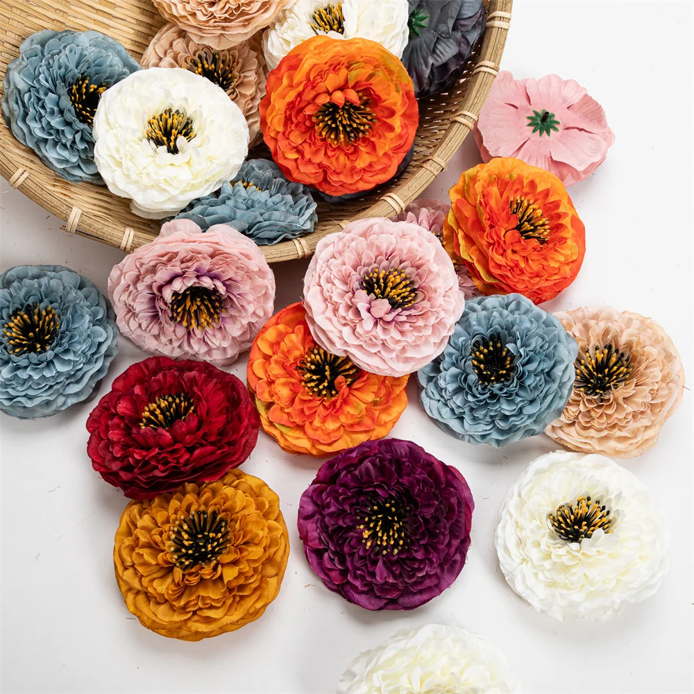 Nanairo 50pcs 9cm Large Silk Artificial Chrysanthemum Flower Heads For Home Wedding Party Decoration DIY Supplies Fake Flowers
