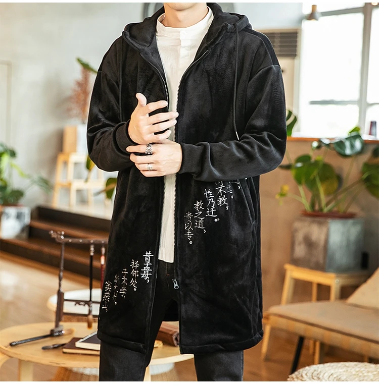 Sinicism Store, Мужская Золотая Бархатная двухслойная Толстая парка, Мужская зимняя теплая верхняя одежда с вышивкой, пальто, мужская верхняя одежда большого размера, Winderbreak