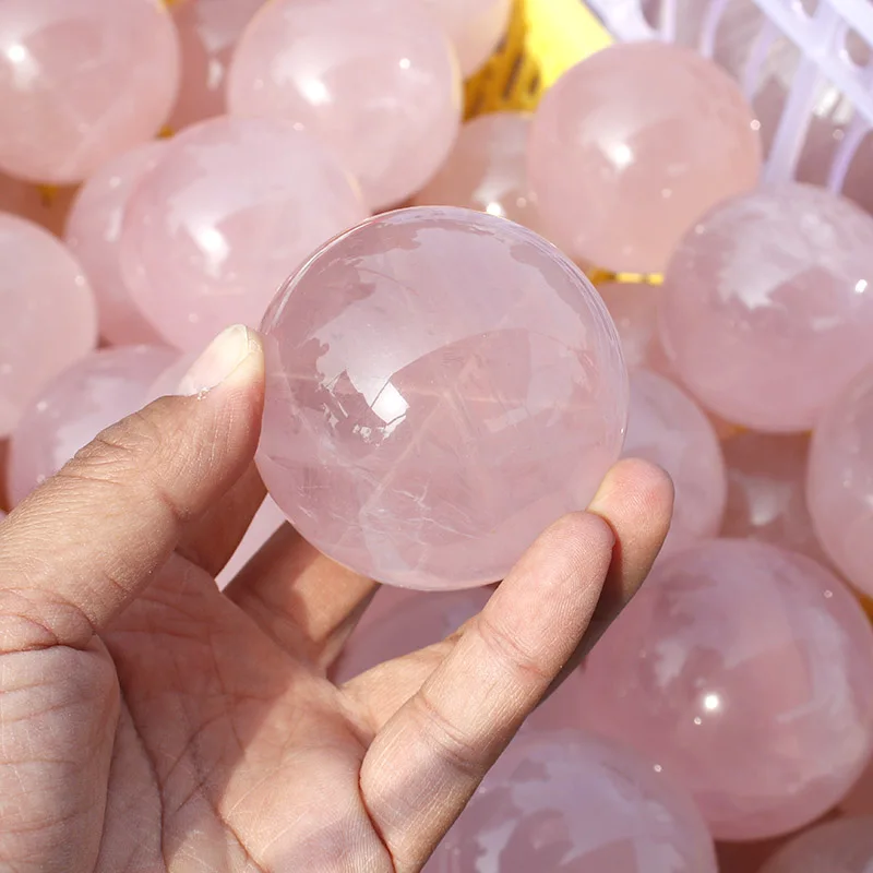 

1 Kg natural rose crystal spheres with star light
