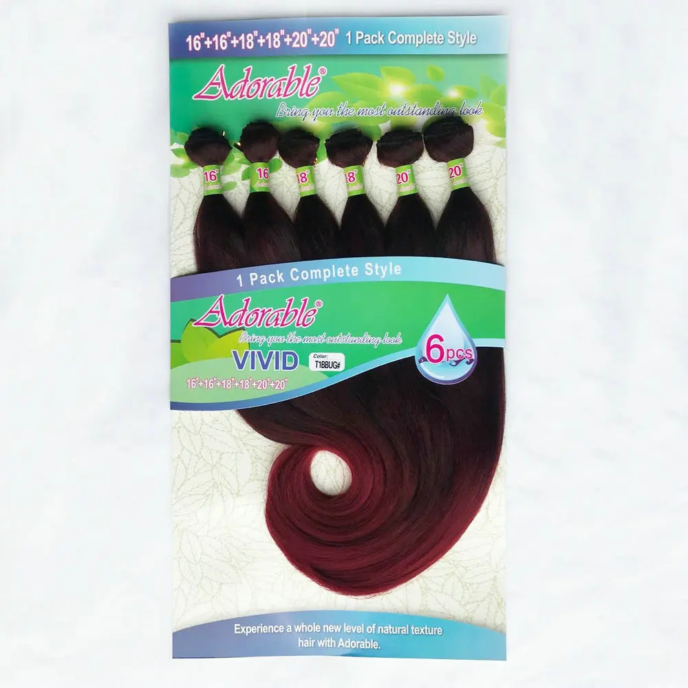 Adorable Heat Resistant Fiber Hook Body Wave Hair Weave Mixed Two Tone,Full Packet Synthetic Hair Bundles Ombre Color Vivid 6pcs