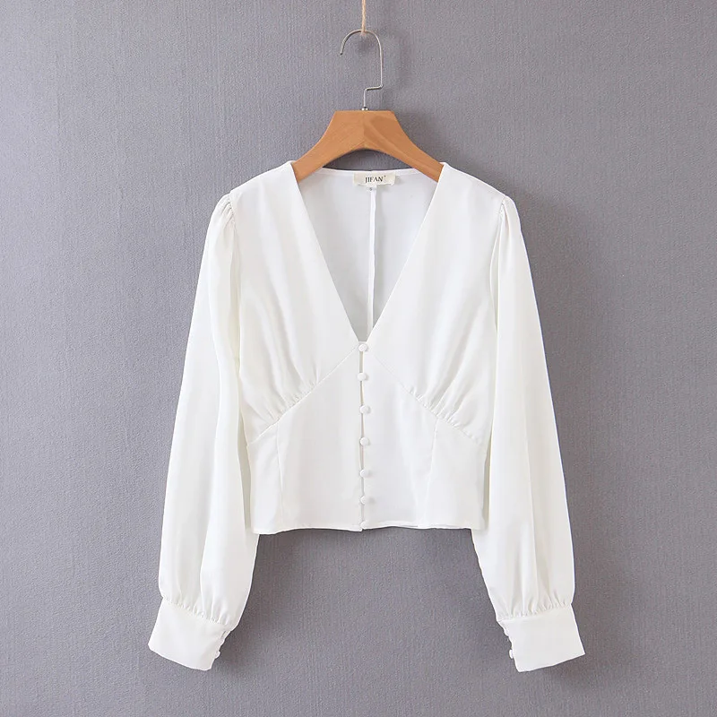 Ordifree лето осень уличная Женская белая блузка рубашка винтажная Сексуальная женская блузка Топ
