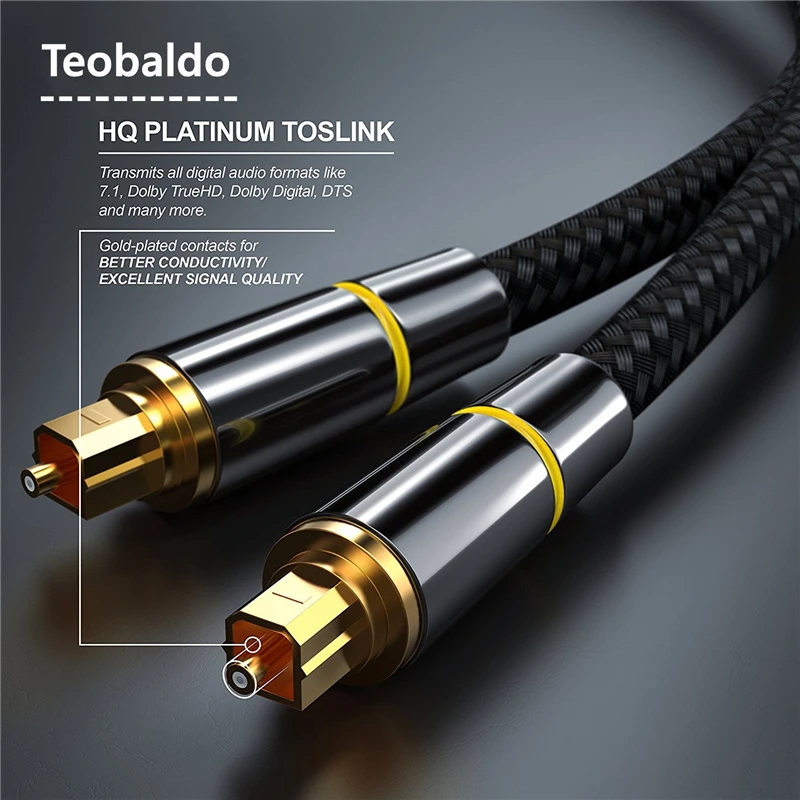 1m Optisches Kabel Digital Audio Toslink Spdif Surround Sound Platinum 